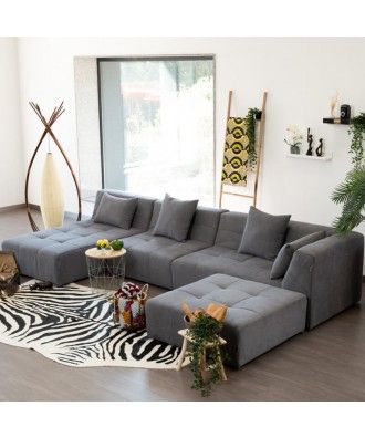 Sofa Chaise Longue 5 Lugares Microfibra - CONCEPT