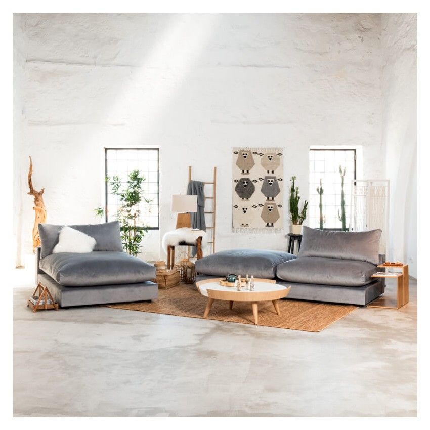 Sofa Moderno Luxuoso 5 Lugares Veludo Paris - FLUFFY