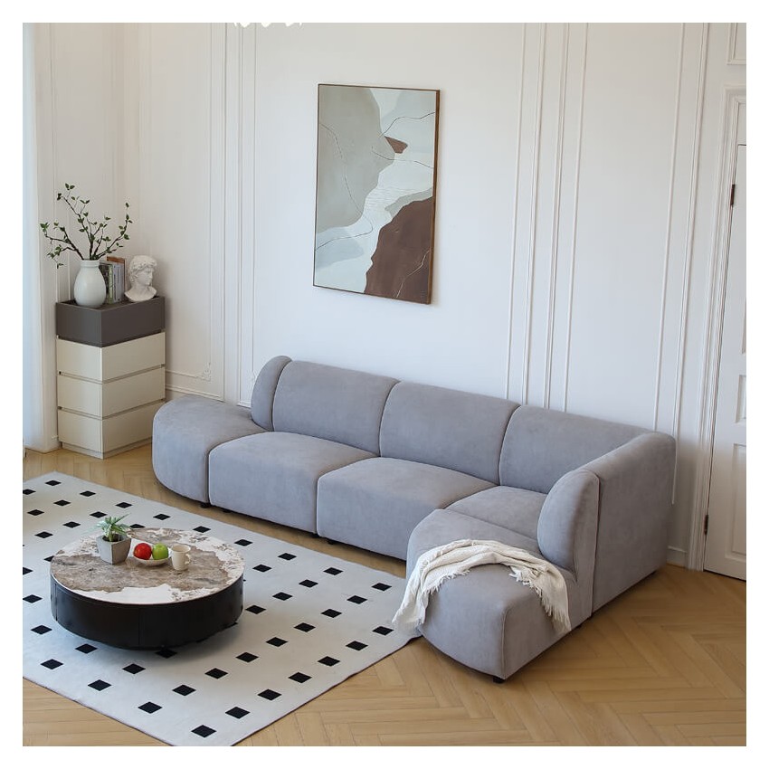 Sofa de Canto Pequeno 5 Lugares Microfibra Bronx-FADO