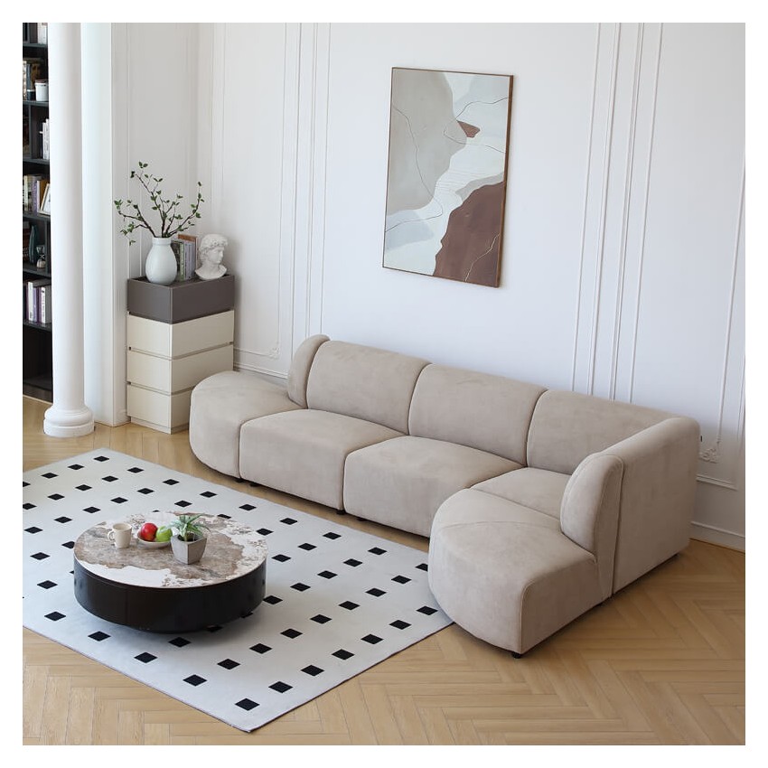 Sofa de Canto Pequeno 5 Lugares Microfibra Bronx-FADO