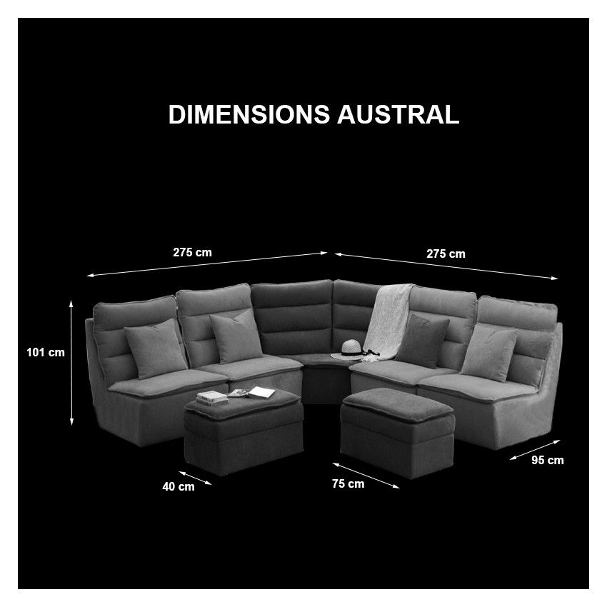 Sofa Confortavel de Canto Bombazina 5 lugares - AUSTRAL
