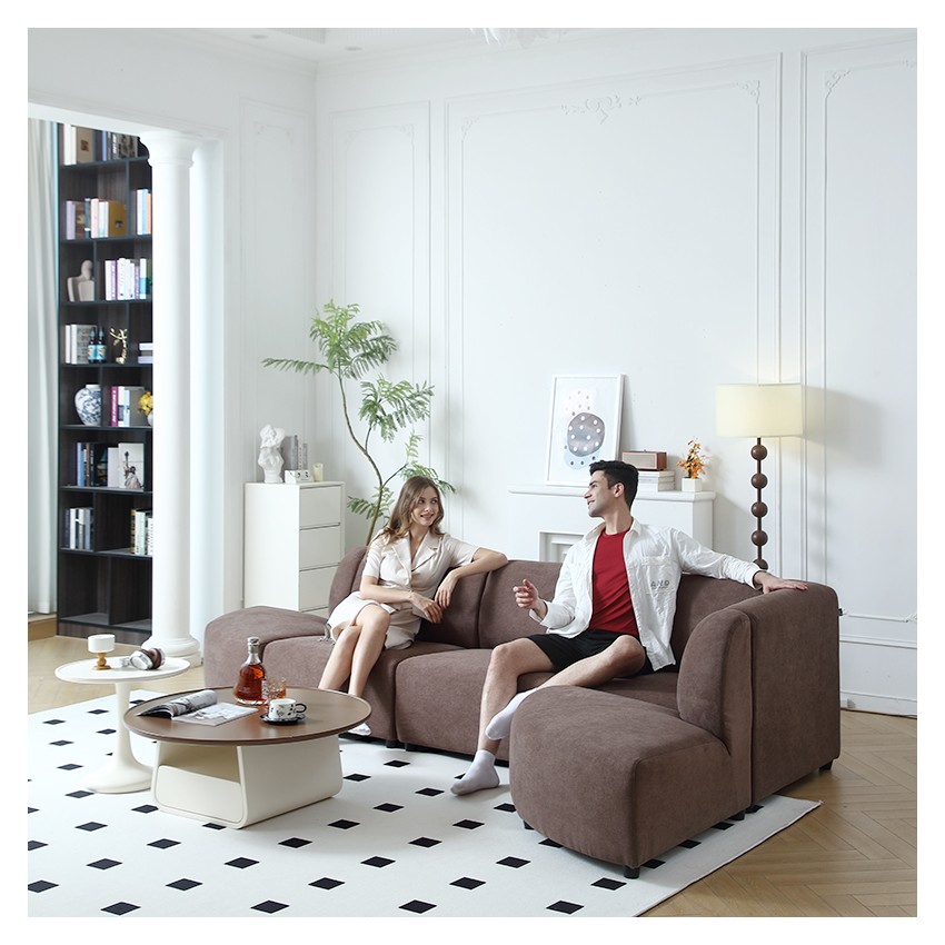 Sofa de Canto Pequeno 5 Lugares Microfibra Bronx-FADO