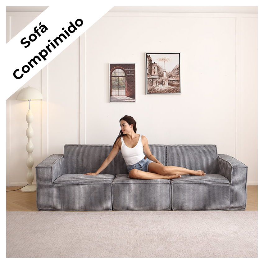 Sofá modular comprimido 3 lugares - FOLIO Sofá modular comprimido 3 lugares - FOLIO