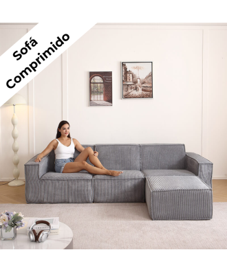 Sofá modular comprimido 3 lugares + 1 puff- FOLIO